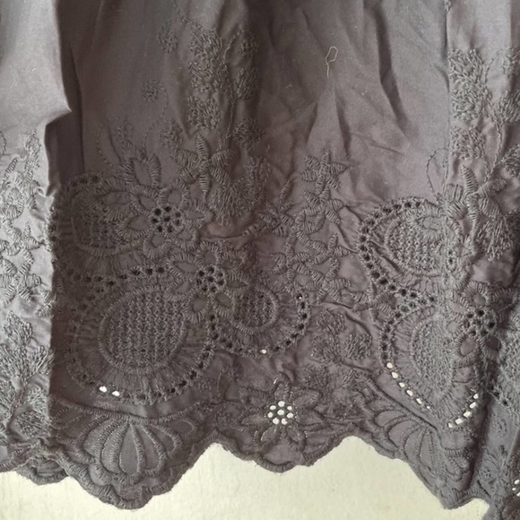 New Jason Wu Womens Tiered Smocked Maxi Dress Black Shoulder Ties Large - Picture 6 of 17